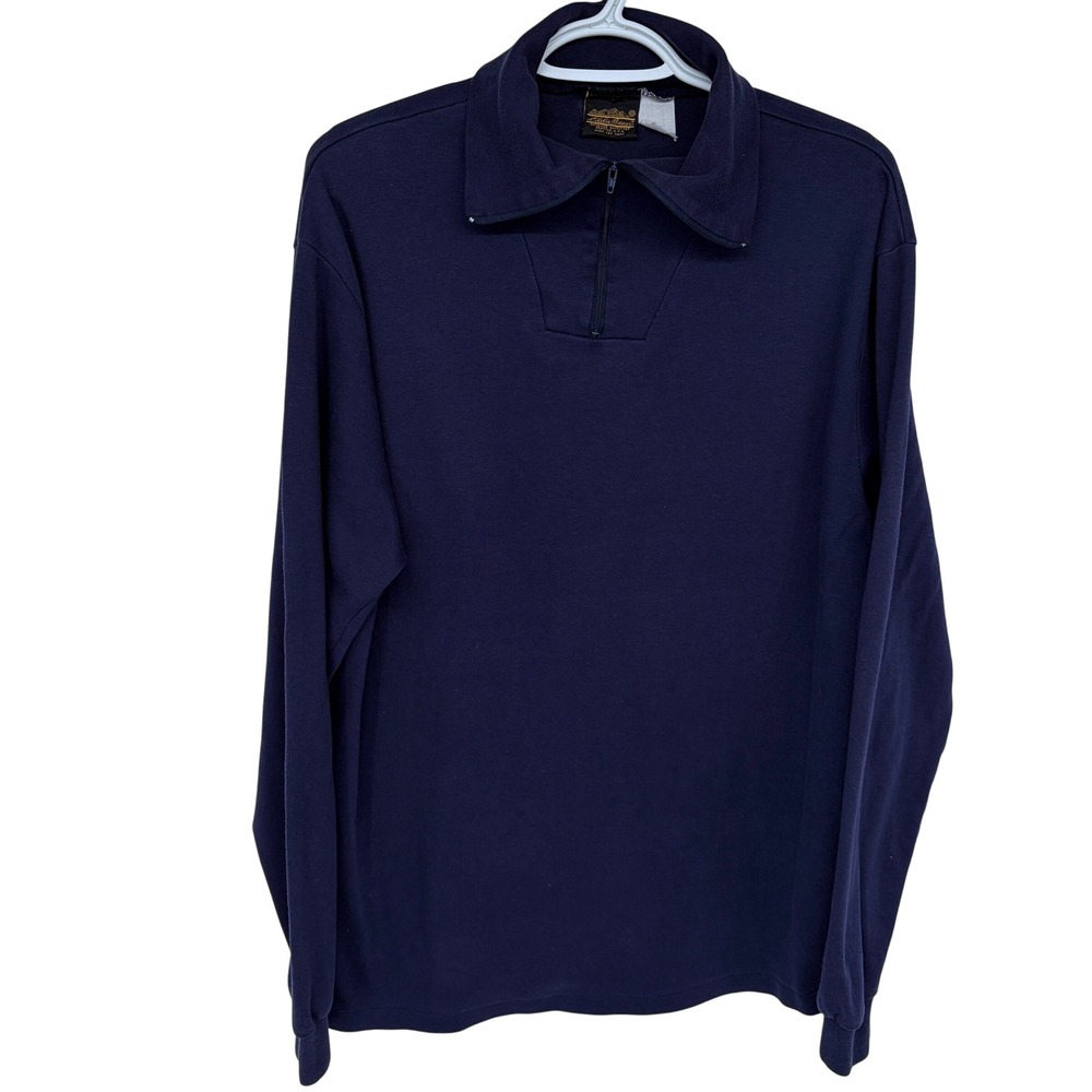 Vintage Eddie Bauer 1/4 Zip Sweatshirt XL Women's Navy‎ Blue Collared Outdoor